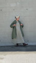 Linen Gather Dress / Khakibeige・Frenchblue